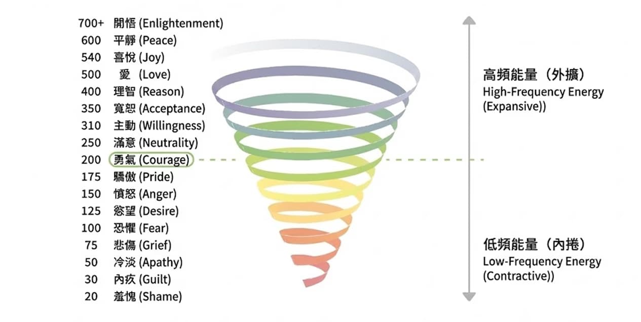 大衛霍金斯能量圖表完整解析:1-1000 意識層級與翻轉人生的心理邏輯